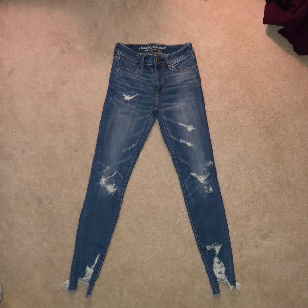 American Eagle ripped jeans, hi-rise jegging